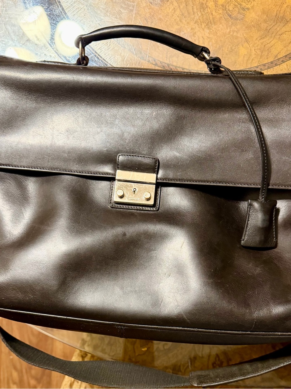 Classic Pre-Loved Black Leather Men's Coach Briefcase - Professional Carry